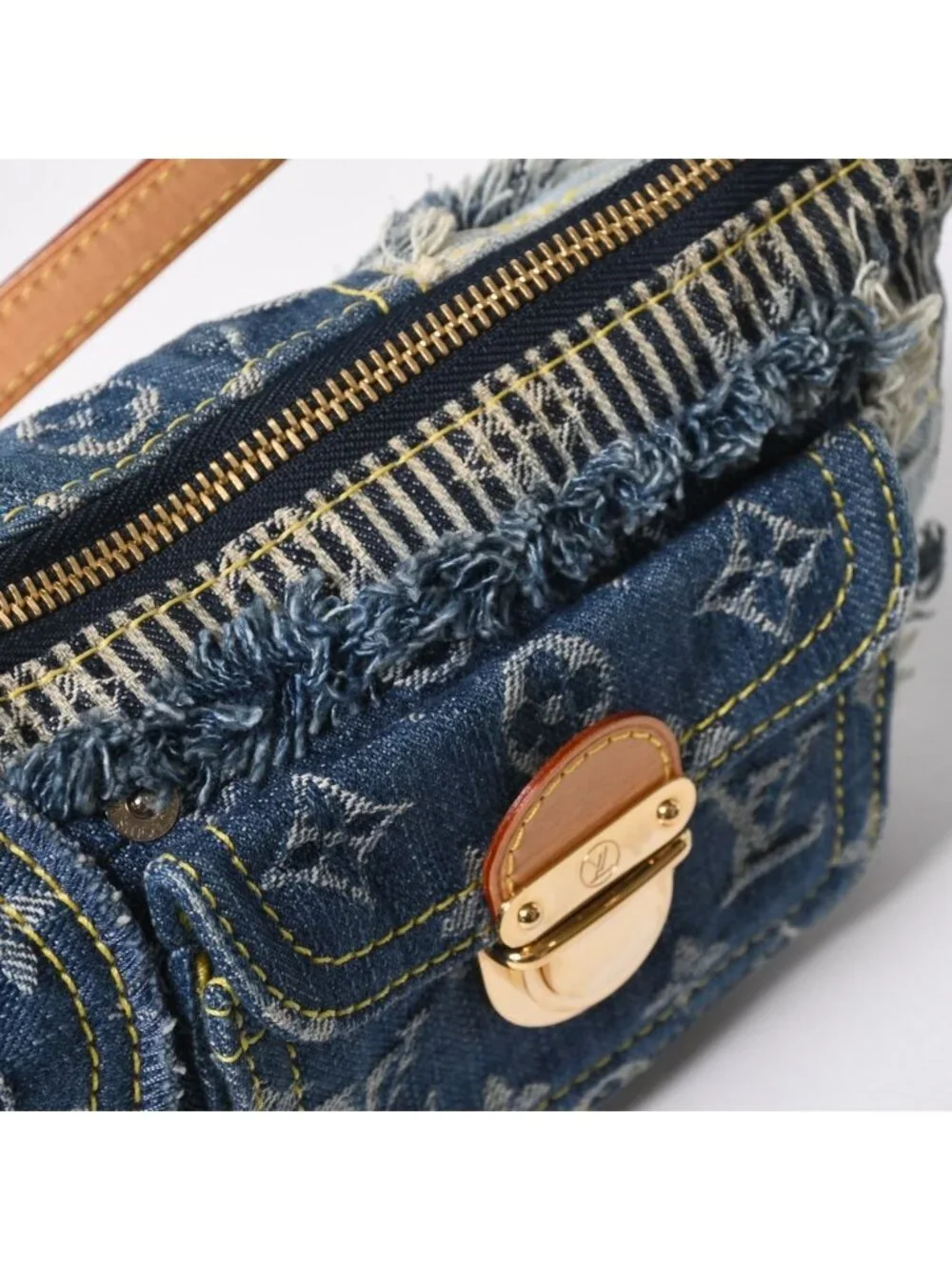 Louis Vuitton Pouch Patchwork Monogram Denim Blue